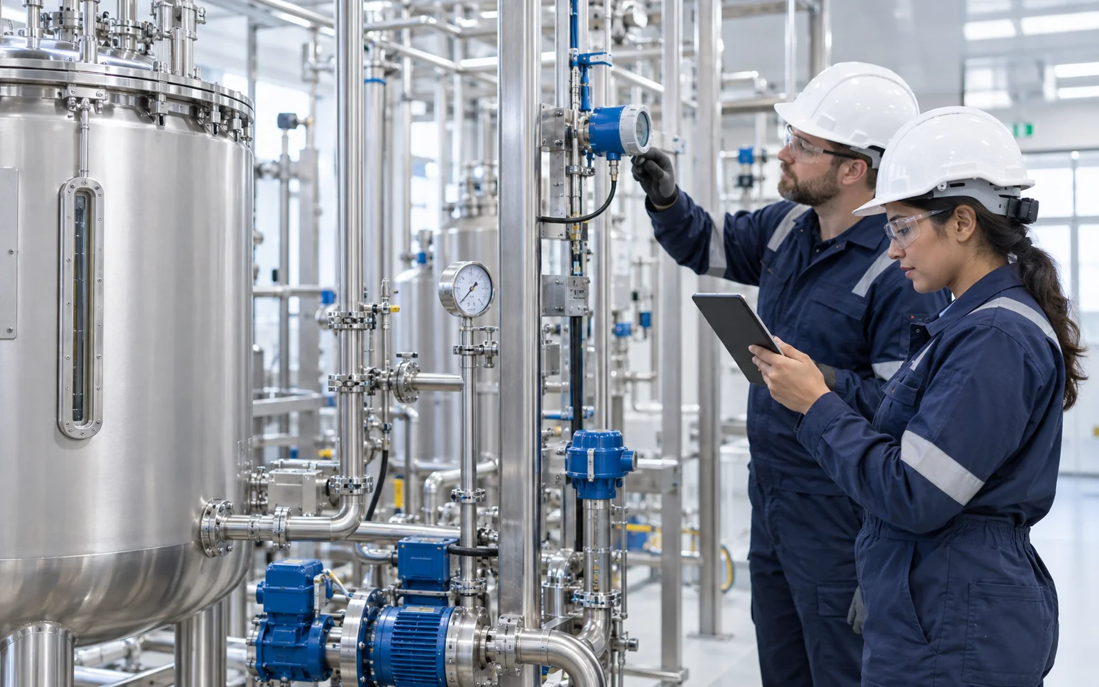 Engineers verifying an instrument and capturing inspection evidence at the source